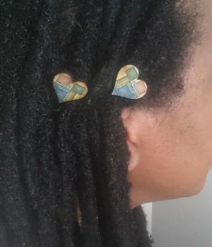 Mosaic Heart Hair Clips displayed
