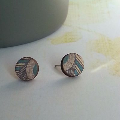 Small Circle Wooden Stud Earrings